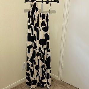 Abel The Label Black and Cream Tiered Maxi Women's Dress